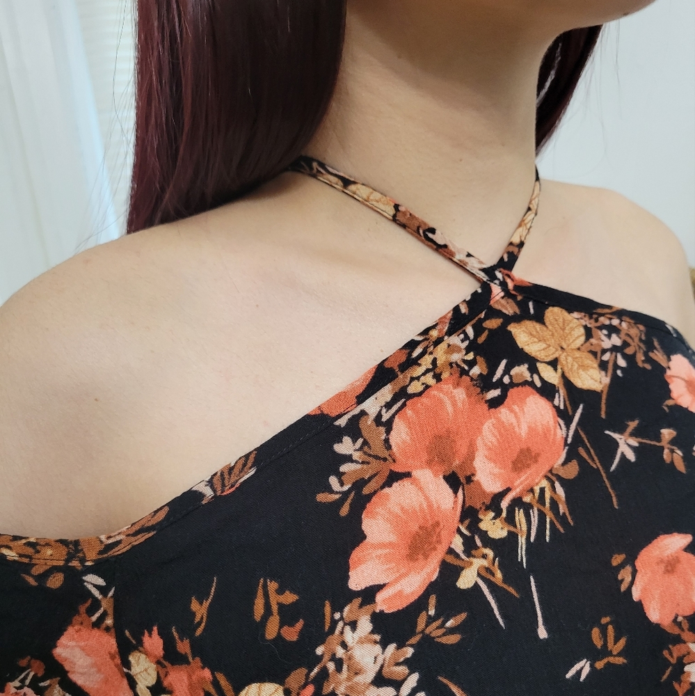 Black and Pink Floral Blouse